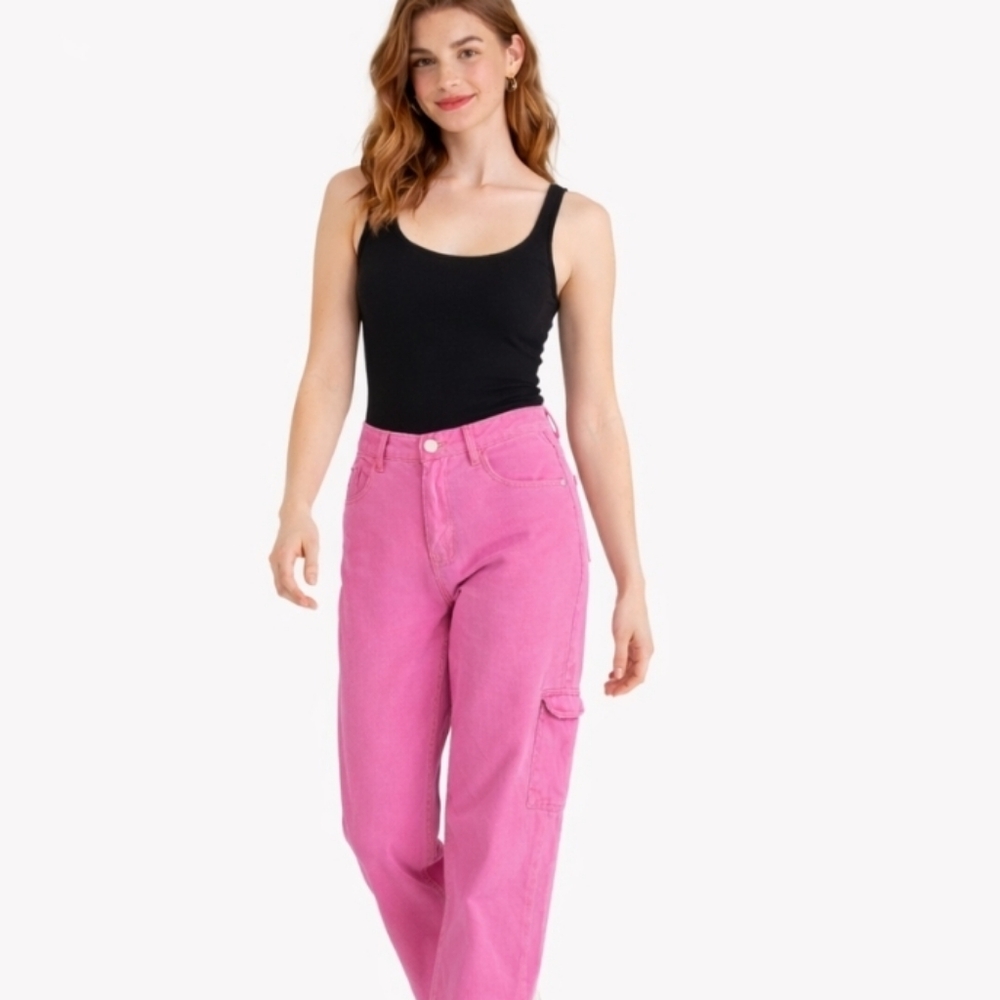 ⭐️ Host Pick ⭐️ Refuse | Y2K Pink High Rise Cotton Denim Cargo Pants - Picture 4 of 7